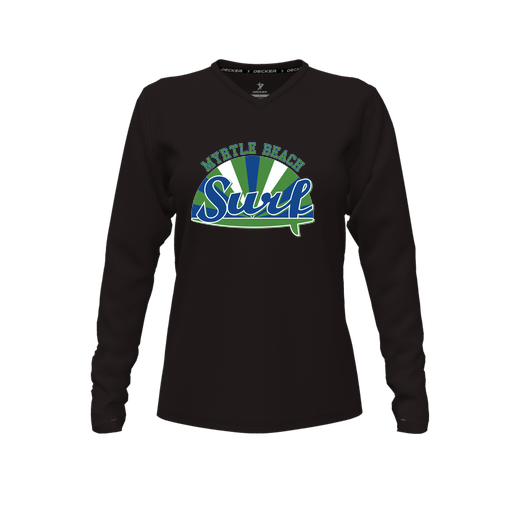 [FTLVCFBK-FYXS-LOGO1] Decker Comfort T-Shirt (Female Youth XS, Black, V Neck, Logo 1, Long Sleeve)