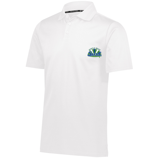 [222568.005.S-LOGO1] Men's Prism Polo (Adult S, White, Logo 1)