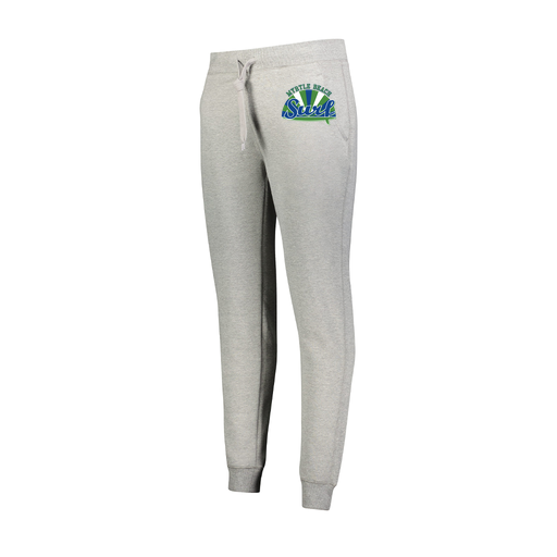 [229748.017.XS-LOGO1] Ladies 60/40 Fleece Jogger (Female Adult XS, Silver, Logo 1)